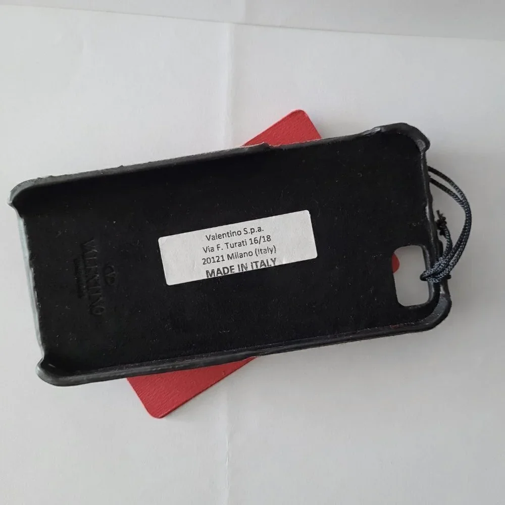 NWT VALENTINO iPhone 5 Leather Suede Stud Metal Accent Camo Print Hard Case